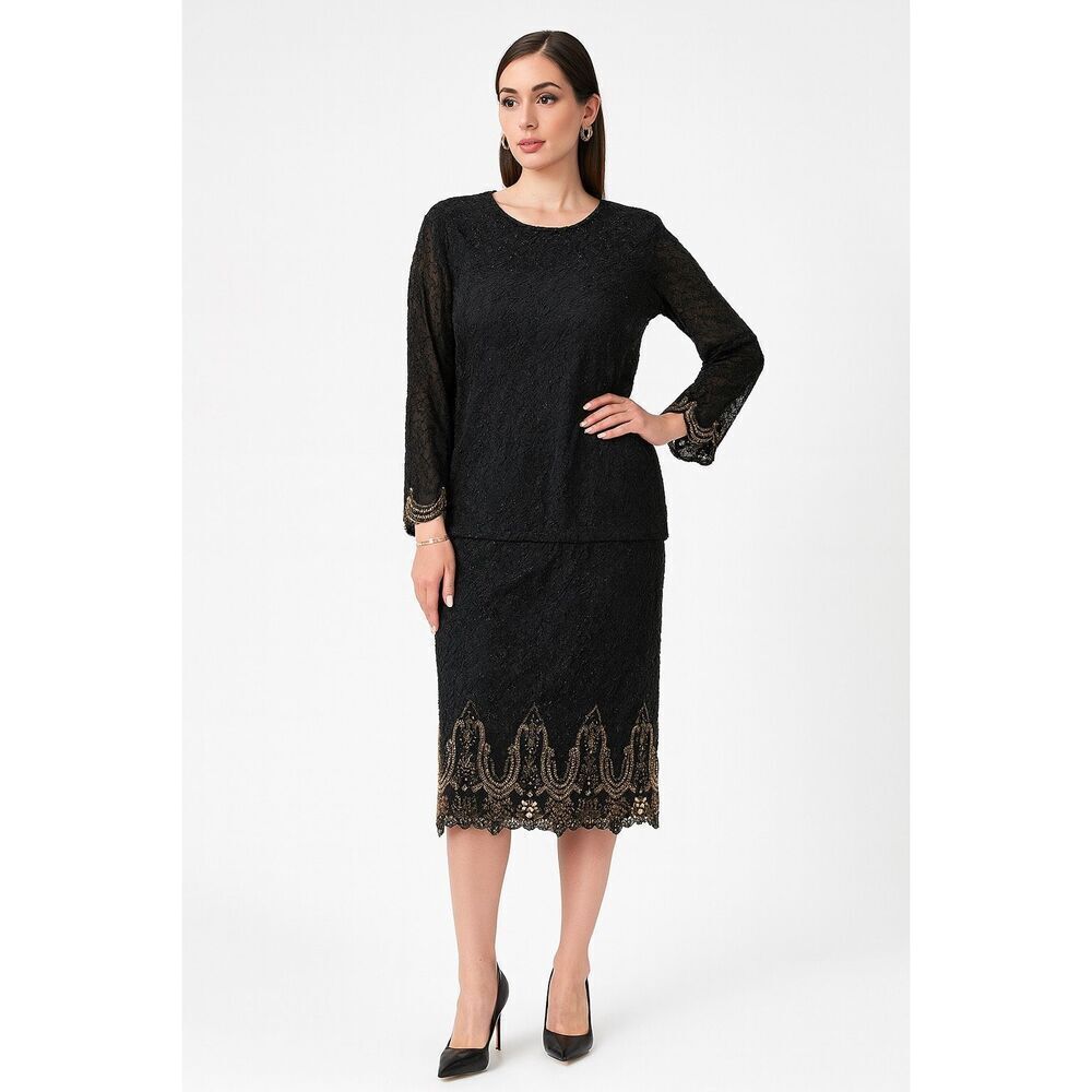 80’s Vintage Gloria Vanderbilt Beaded 100% Silk Black Dress XXL
